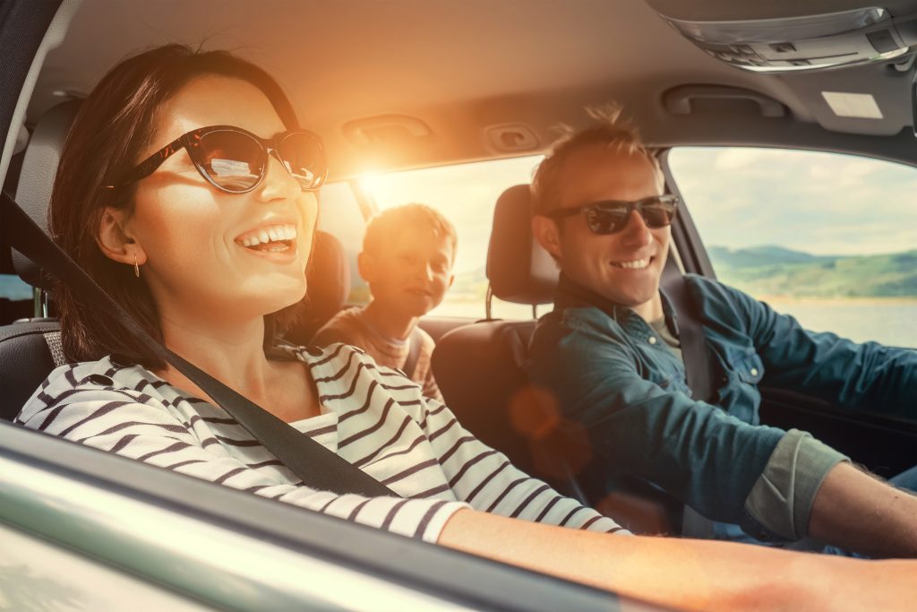 a family enjoying road trip
